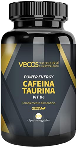 Vitamina B6 con Cafeína y Taurina | Power Energy | 100 Cápsulas Vegetales | Contribuye al Aumento de Volumen Muscular | Efecto Energizante | Complemento Alimenticio