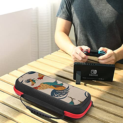 Vivid Rooster Bolsa de almacenamiento portátil para Nintendo Switch Lite y accesorios de viaje impreso