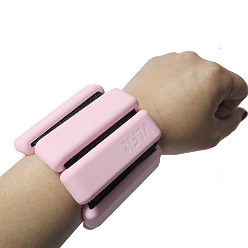 VLFit 2 Pesas de muñeca Ajustables – Juego de 2 Pesas de muñeca y Tobillo portátiles duraderas para Yoga, Danza, Barra, Pilates, Cardio, aeróbic, Andar Set de 1 Kilos - 500 gr Cada Pulsera