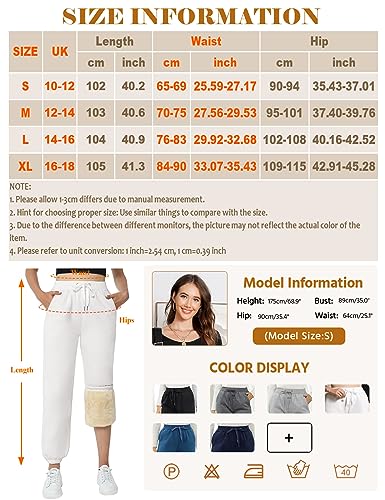 Voqeen Pantalones de Chándal con Forro Polar Sherpa para Mujer Pantalones Térmicos Cálidos de Invierno Bolsillos Peludos Gruesos Pantalones Deportivos Pantalones de Jogging para Correr Fitness