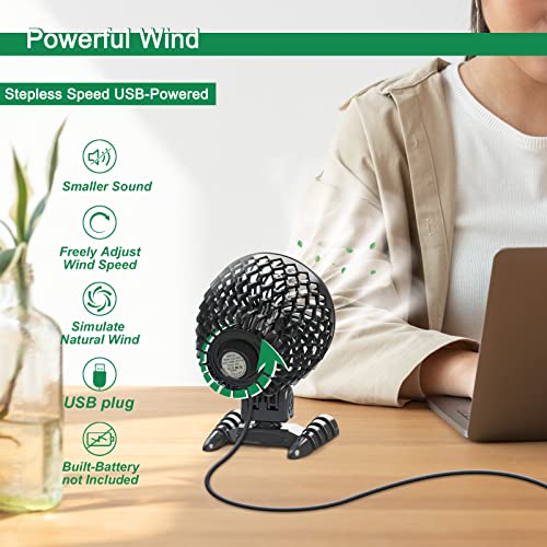 Vtohgku Ventilador USB, Ventilador Silencioso, Ventilador Pequeño, Velocidad Continua Ajustable Ventilador Mesa para Oficina/Hogar/Viajar/Acampar, Alimentado por USB