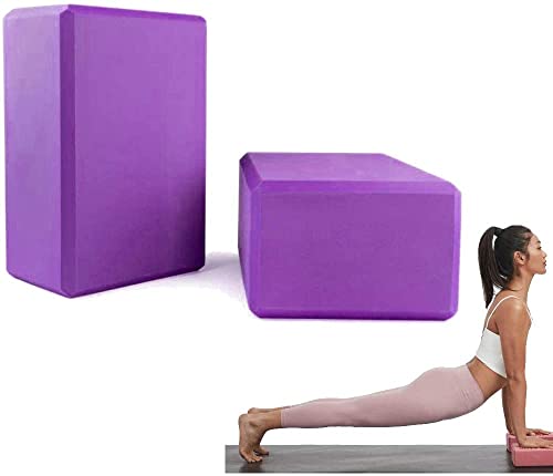 WANGZAIZAI Bloque de yoga de 2 bloques de yoga para entrenamiento de yoga, pilates, bloques de yoga de alta calidad, perfecto para yoga, pilates meditiation, para principiantes y avanzados (Lila)