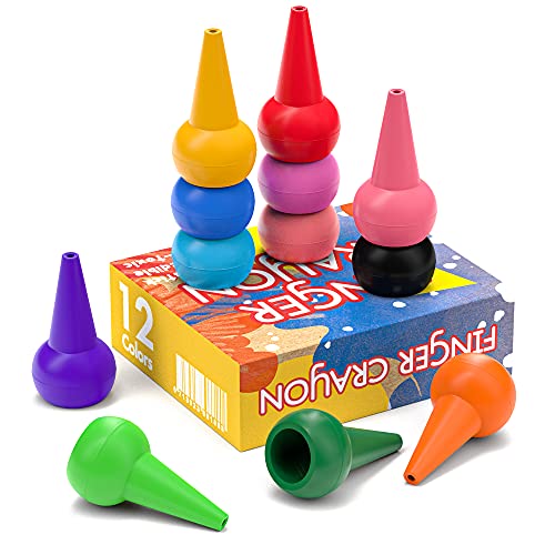 WATSABRO Crayones para Niños Pequeños, 12 Colores Pintura Crayones con Agarre de Palma para Bebés Crayones Pintura Lavable para Dedos Crayones No Tóxicos, Pinturas para Niños y Niñas