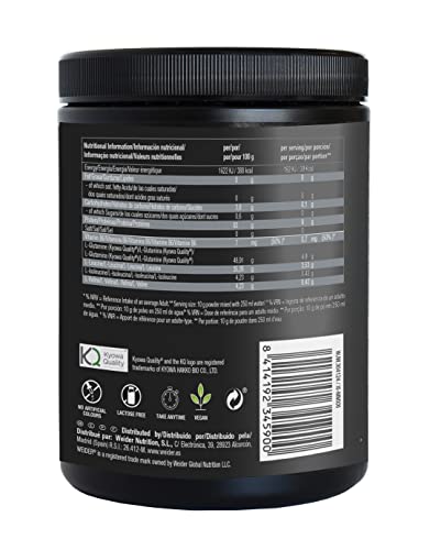 Weider BCAA 8:1:1+L-Glutamina (500g). Sabor Pink Lemonade. Con Vitamina B6. Sin azúcar, sin lactosa, sin colorantes artificiales. Vegan