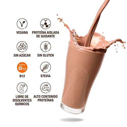Weider Vegan Protein (750g) Sabor Brownie-Chocolate. Proteína Vegana 21g/dosis Aislada Guisante (Pisane) y Arroz. Con Vitamina B12 y Stevia. Sin Gluten, Sin Azúcar.