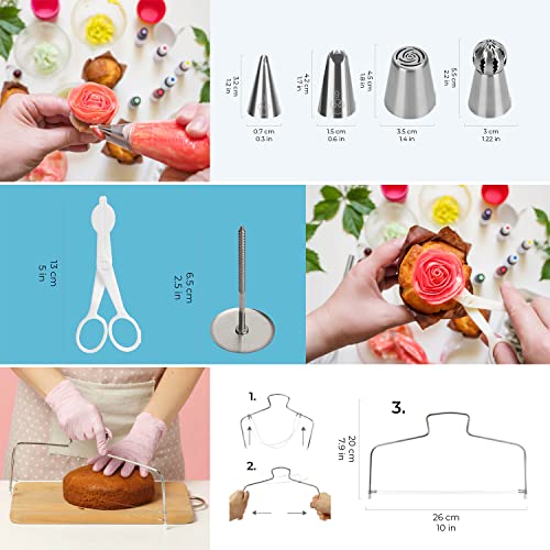 Wenburg Set de Accesorios para Tartas | Kit de Reposteria y Pasteleria con Versátiles Accesorios de Repostería y Plato Giratorio para Tartas Profesional (Delight)