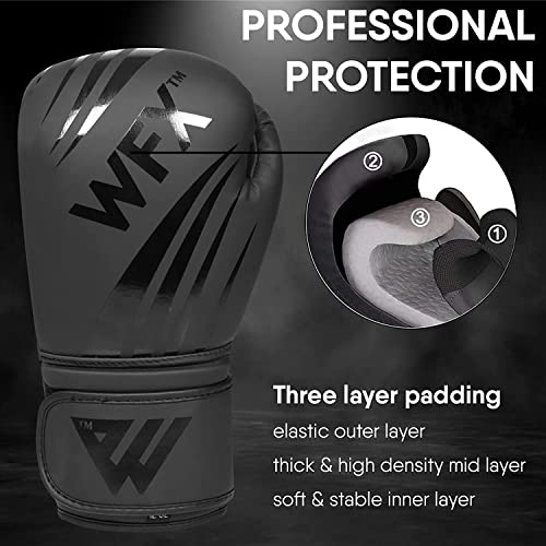 WFX Guantes de Boxeo Profesionales de Cuero para Artes Marciales Mixtas y Kickboxing, Saco de Boxeo para Entrenamiento de Muay Thai (12 onzas)