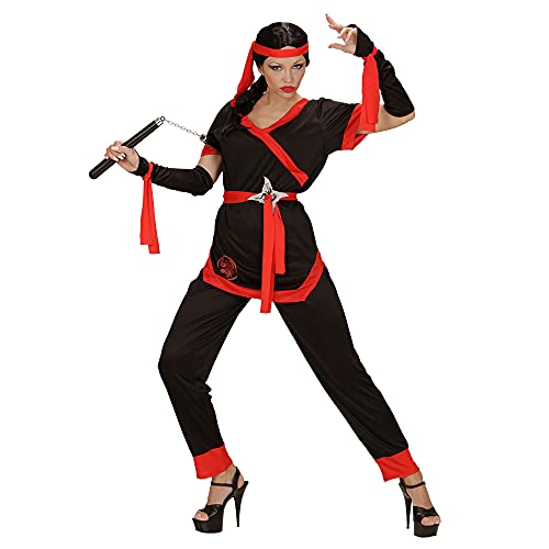 WIDMANN 05863 ? Adultos Disfraz Ninja Girl, Chaqueta, Pantalones, cinturón, Mangas y Cinta