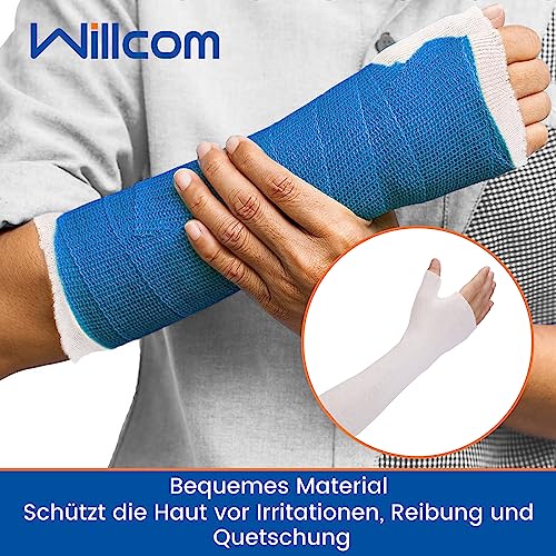 Willcom Forro para Muñeca y Pulgar (10 Paquete), Calcetín Cuidado Manos Delgado Confort para Abrazadera de Soporte, Manga Protección Vendaje Tubular Algodón Stockinette
