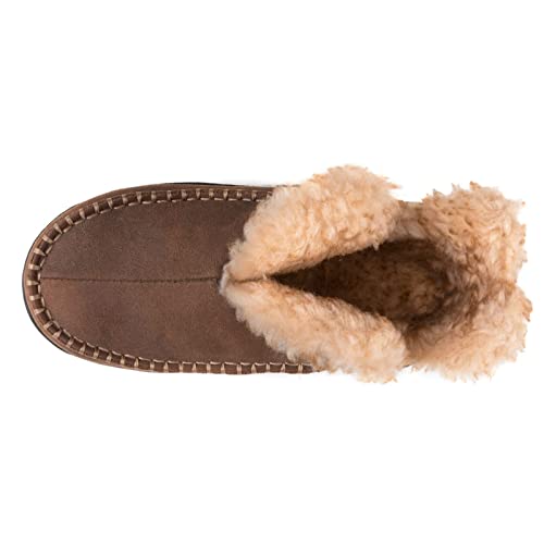 Wishcotton Zapatillas de Mocasin para Hombre, con Forro Polar Cálido, de Espuma Viscoelástica, para Interiores y Exteriores, Café, 43 EU