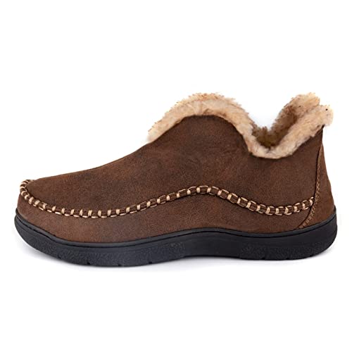 Wishcotton Zapatillas de Mocasin para Hombre, con Forro Polar Cálido, de Espuma Viscoelástica, para Interiores y Exteriores, Café, 43 EU