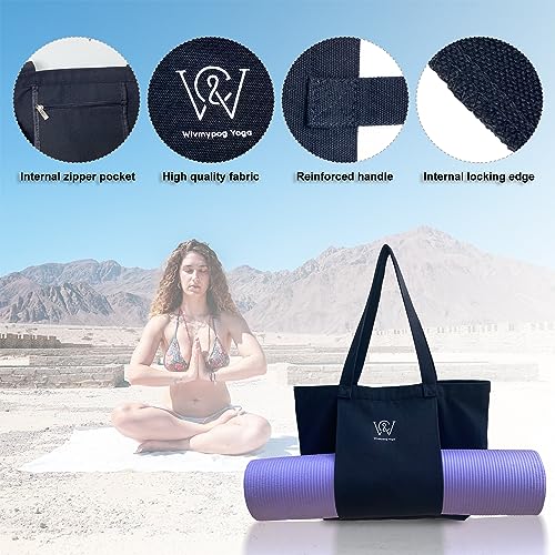 Wivmypog Bolsa para Esterilla de Yoga, Bolsa de Transporte, Bolsas para Colchoneta de Yoga Bolsa de Hombro Grande, Bolsa de Gimnasio para Mujeres, Yoga,Soporte, Viajes, Oficina (Negro)