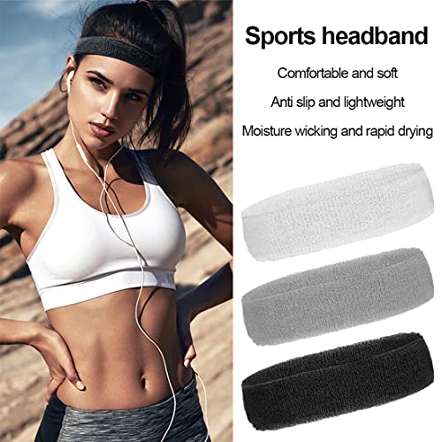 WJI 3 Piezas Cinta de Cabeza para Hombre, Cinta de Cabeza para Hombre y Mujer, Cinta de Cabeza Deportiva Elástica Antideslizante Cinta de Cabeza para Hombre Cinta de Cabeza para Mujer Jogging Running