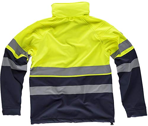 Work Team Workshell Combinado con Alta Visibilidad, 2 Cintas Reflectantes. Hombre Marino+Amarillo A.V. XL