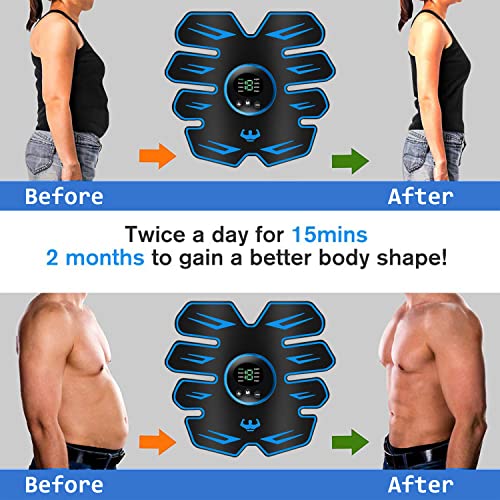 WUGEIN Abdominales Electroestimulacion,Electroestimulador Muscular Abdominales,EMS Estimulador Muscular Abdominales Cinturón, ABS Estimulador Muscular para Bdomen/Brazo/Piernas/Glúteos