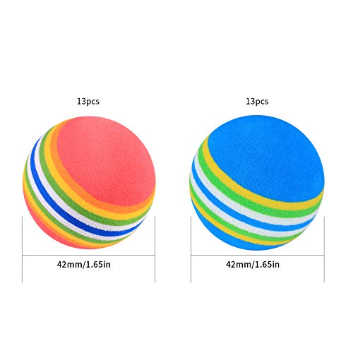 Xiaomoyu Bolas de Golf, Pelotas de Golf de Práctica, Pelotas Golf de Esponja Espuma, Parque de Bolas Colores para Niños, Interior - 26 Piezas/Rojo, Azul