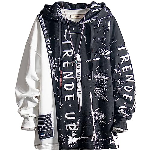 XIAOYAO Hombre Sudadera con Capucha Techwear Hip Hop Manga Larga Hoodie Camisa de Entrenamiento Casual