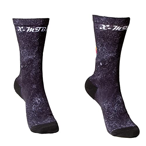 XMTBSTYLE Calcetines de Deporte Largos Coloridos y Divertidos para Ciclismo, Crossfit, Running, Gimnasio, MTB, para hombre y mujer Transpirables. (M (37-41), Lobo)