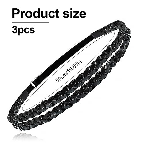 XPEX 3 Piezas De Diademas Elásticas Trenzadas para Mujer Diademas Elásticas De Cuero De Doble Capa Trenzadas Antideslizantes para Mujer Diademas Elásticas para Mujer