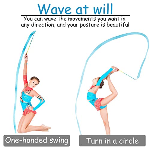 xuanto 6 Piezas Ritmica para Niños de Gimnasia Cintas de Gimnasia Gimnasias Rítmicas Cinta con Asas Antideslizantes Accesorios de Actuación para Niños Cintas para Danza Gimnasia y Gimnasios(Azule)