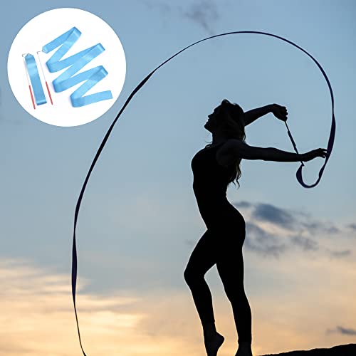 xuanto 6 Piezas Ritmica para Niños de Gimnasia Cintas de Gimnasia Gimnasias Rítmicas Cinta con Asas Antideslizantes Accesorios de Actuación para Niños Cintas para Danza Gimnasia y Gimnasios(Azule)