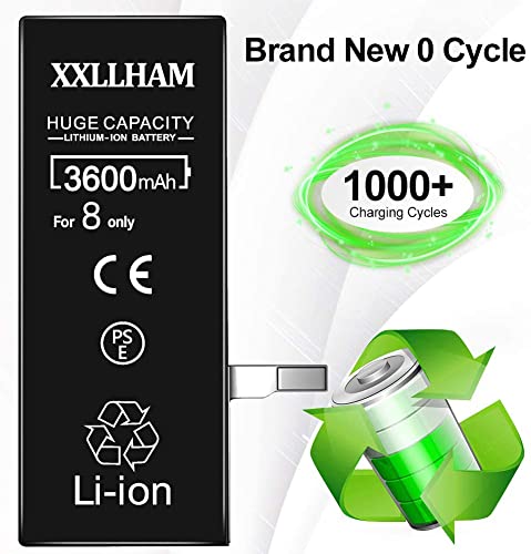 XXLLHAM Batería para iPhone 8 (A1863, A1905, A1906) 3600mah Alta Capacidad Batería de Reemplazo con Kits de Herramientas de reparación Cinta Adhesiva, 2 Años de Garantía