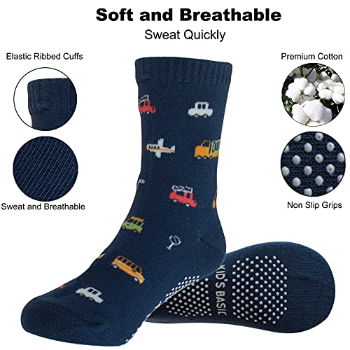 Yafane 12 Pares de Calcetines Antideslizantes para Niños Pequeños Algodón Lindo con Puños Calcetines Antideslizantes para Bebés (Color B, 1-3 años)