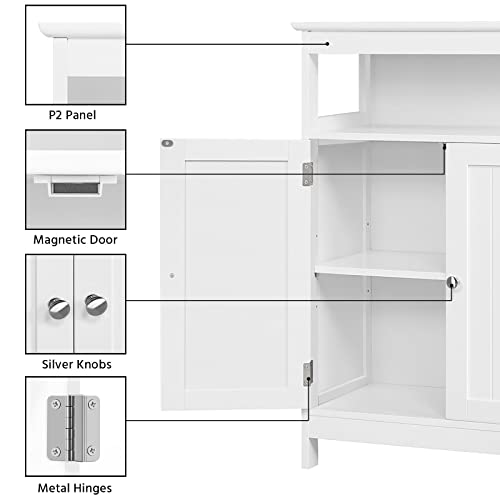 Yaheetech Mueble Baño de Madera Lacada Armario Baño Columna con Estante Mueble Cocina Auxiliar con Repisa Ajustable para Salon 60x30x80cm Blanco