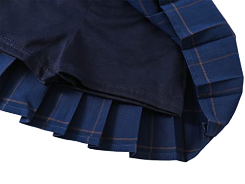 Yealoo Falda Corta Plisada para Niña Cintura Elástica Uniforme Falda con Interior Shorts