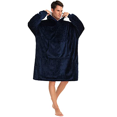 YEPLINS - Sudadera con capucha, manta con capucha, de franela, Blue-Mens, talla única además de su talla