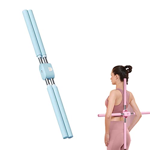 YGMXZL Palo de Yoga, Barra de Pilates portátil para Estiramiento y corrección de Postura, Longitud Ajustable para Ejercicios de Fitness para Adultos y niños (Azul)