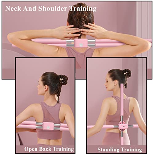 YGMXZL Palo de Yoga, Barra de Pilates portátil para Estiramiento y corrección de Postura, Longitud Ajustable para Ejercicios de Fitness para Adultos y niños (Azul)