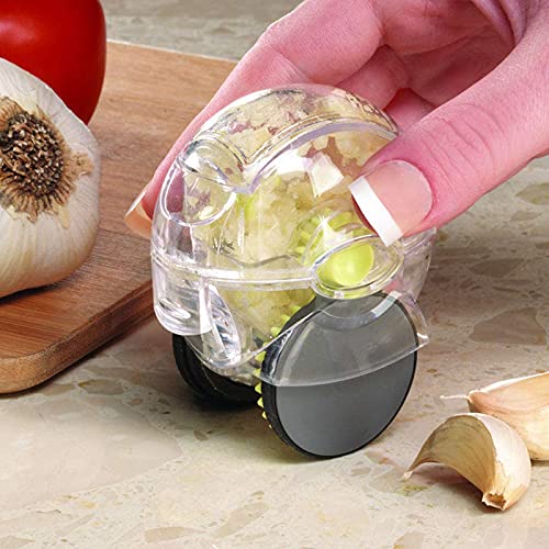 Yicare Prensa de ajo ajo picador rueda ajo picadora rodillo ayuda de cocina ajo trituradora de mano pequeño tamaño mini herramienta de cocina