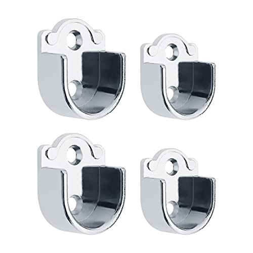 YINETTECH 2 pares de soportes para barra de armario, 19 mm de diámetro, 25 mm, aleación de zinc plateado, para armario, baño, ducha, cocina, barra colgante