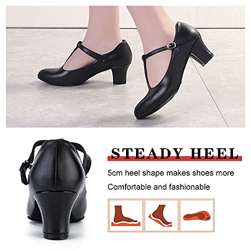 YKXLM Zapato de Baile Flamenco o sevillanas Tacon Bajo para Niña y Mujer Zapatos Baile Moderno de Salón Baile de Latino Beigego Salsa,727,Negro,EU 39