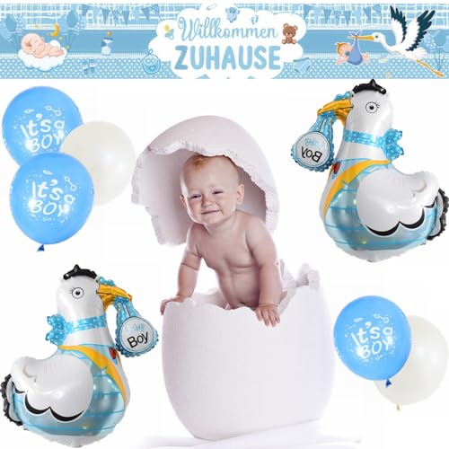 Yunchu Online Bienvenido Baby Welcome Home Baby Willkommen Zuhause Baby Junge Deko Storch Folienballons Willkommen Zuhause Banner Storch Geburt Willkommen Zuhause Deko für Baby Geburt Deko Home Deko