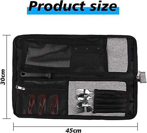 YWYHHM Bolsa para cuchillos, funda enrollable para cuchillos de chef, maletín con 13 compartimentos para cuchillos y cucharas, almacenamiento de cuchillos, bolsa de herramientas para cuchillos de