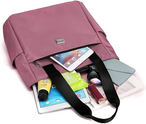YXQSED Bolsos de Nylon para mujer Bolso de Nylon informal con cremallera Doble correa para el hombro Bolsas de Nylon para ir de compras Trabajo Viajes Negro