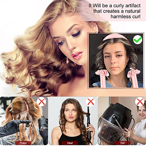 ZAHRVIA Seda Rizadores de Pelo para Rizar sin Calor, Cinta para Dormir, Duerme Ondas Rizadores de Cabello, con Horquillas y Diademas