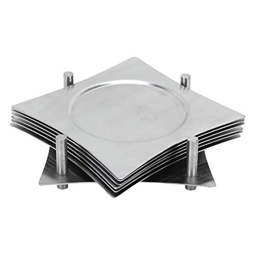 Zap Impex® Juego de 6 Posavasos Cuadrados con Soporte de Acero Inoxidable para Evitar Manchas y arañazos por Zumo, Vasos, Barras, Vasos de Bebidas, Tazas de café
