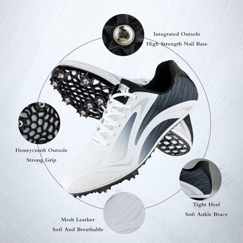 Zapatillas De Atletismo Clavos Zapatillas De Clavos Deportivas Zapatos con Clavos para Atletismo Zapatillas De Correr con Clavos Transpirables De Malla Resistencia Al Desgaste para Running