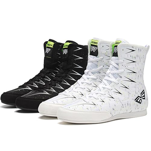 Zapatillas de Boxeo para Niños Zapatos de Lucha de Caña Alta Sanda Calzado de Entrenamiento Botas de Boxeo Profesionales para Jóvenes Adolescentes Niños Niñas Transpirable Boxing Shoe