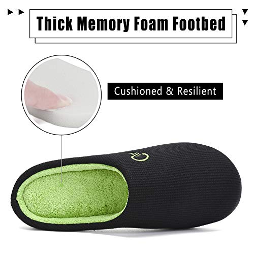 Zapatillas de Casa Hombre Pantuflas Invierno Hombres Memory Foam CáLido Antideslizantes Interior Al Aire Libre Zapatilla de Estar Negro 42/43