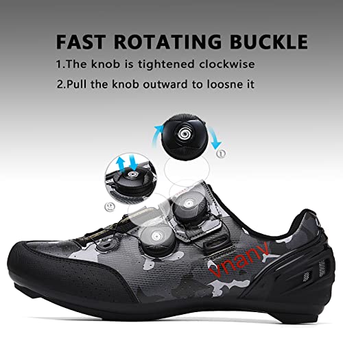 Zapatillas de Ciclismo para Hombre Zapatillas de Bicicleta de Carretera para Mujer compatibles con Look SPD SPD-SL Delta Cleats (Gris camuflado, Numeric_37)
