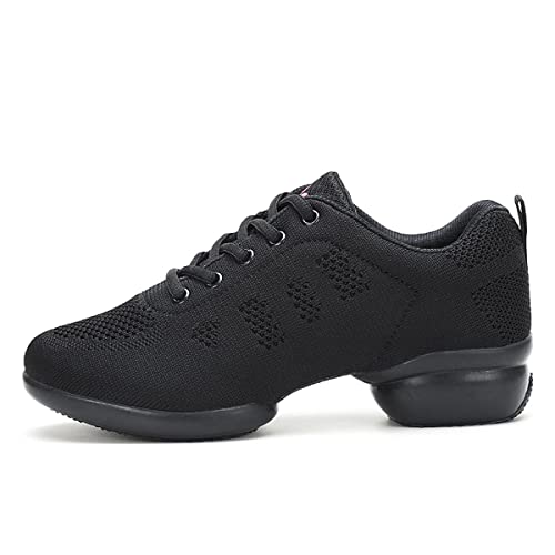 Zapatillas de danza para mujer, ligeras, transpirables, para bailar, fitness, yoga, negro (schwarz 1), 39 EU