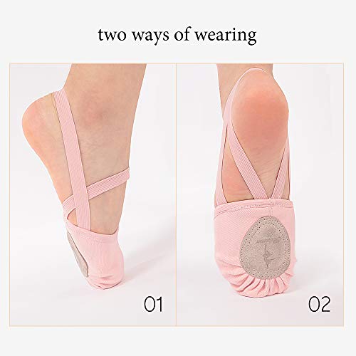 Zapatillas de Danza Zapatos Media Punta de Ballet y Gimnasia para Mujer y Niña Rosa Large