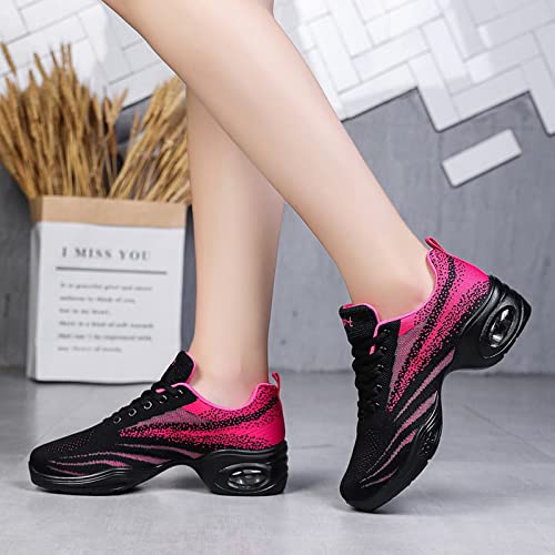 Zapatillas de jazz para mujer, con cordones y suela dividida, cojín de aire, modernas, plataforma, Rosa2., 41 EU