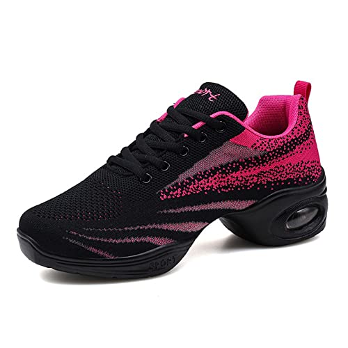 Zapatillas de jazz para mujer, con cordones y suela dividida, cojín de aire, modernas, plataforma, Rosa2., 41 EU