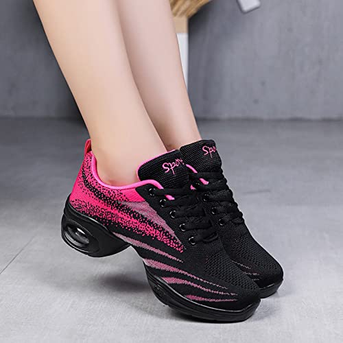 Zapatillas de jazz para mujer, con cordones y suela dividida, cojín de aire, modernas, plataforma, Rosa2., 41 EU