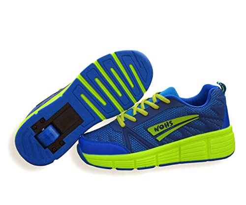 Zapatillas Deportivas con Ruedas automáticas retráctiles. Azul/Verde. Talla 31